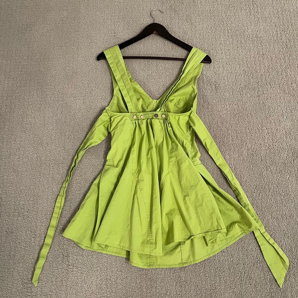 🩷 Free People Lime Green Mini Dress Size XS Open Back Summer Cute Sexy Youthful - Picture 5 of 7